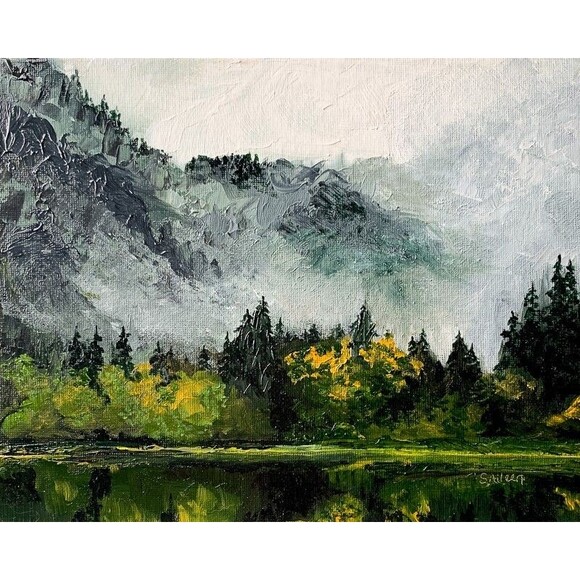 Original Oil Landscape Painting Sierra Nevada Mountains Alpine Lake Signed 8x10" - Picture 1 of 7